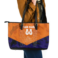 Personalized Netherlands Football Lion Leather Tote Bag Oranje Pride Holland National Flag Graffiti Art