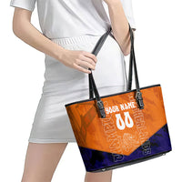 Personalized Netherlands Football Lion Leather Tote Bag Oranje Pride Holland National Flag Graffiti Art