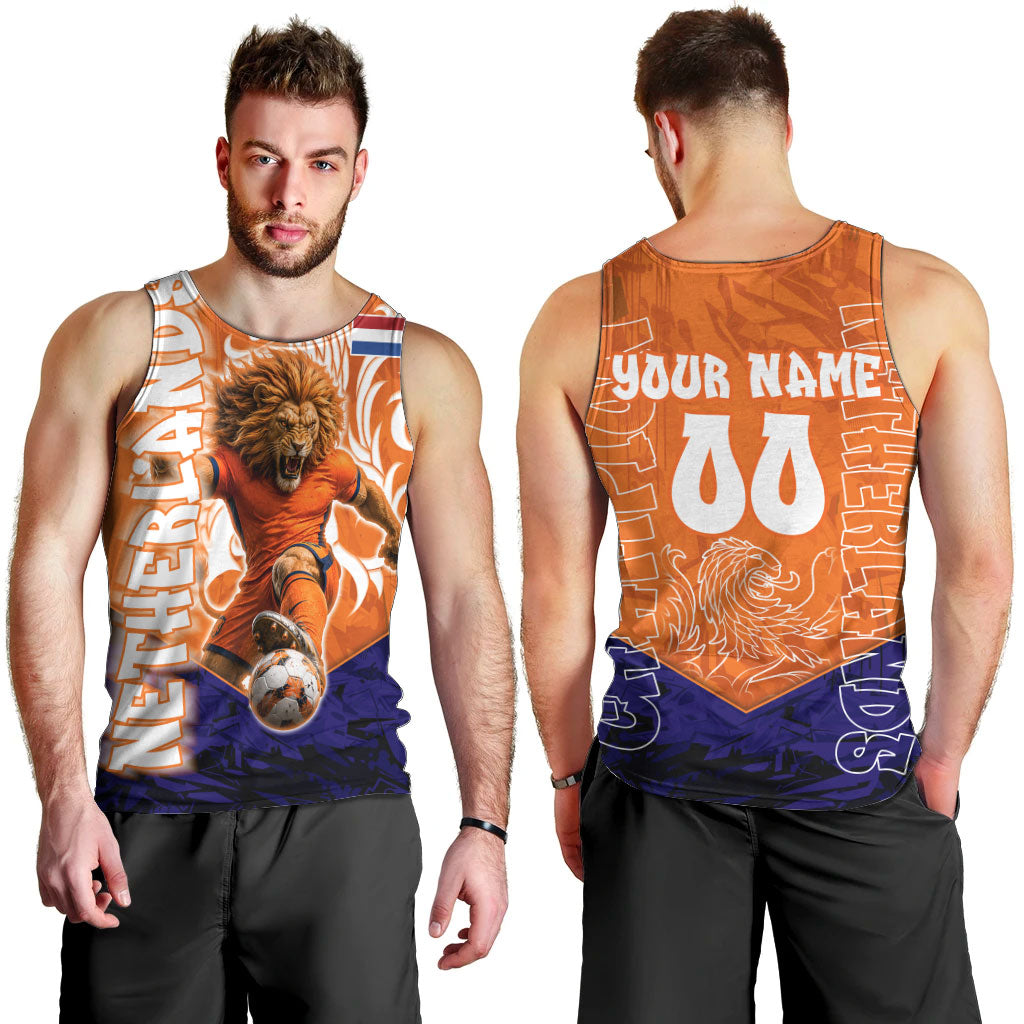 Personalized Netherlands Football Lion Men Tank Top Oranje Pride Holland National Flag Graffiti Art