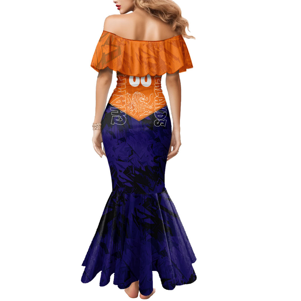 Personalized Netherlands Football Lion Mermaid Dress Oranje Pride Holland National Flag Graffiti Art