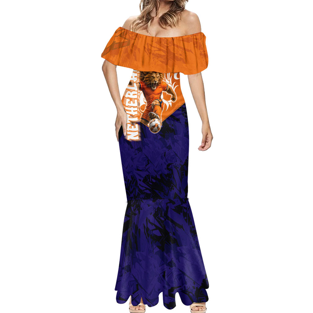 Personalized Netherlands Football Lion Mermaid Dress Oranje Pride Holland National Flag Graffiti Art