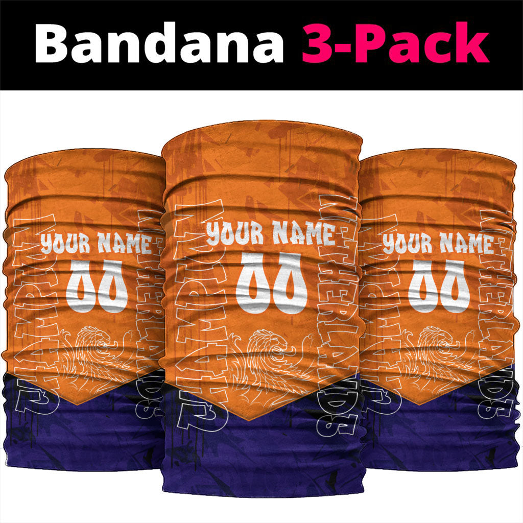 Personalized Netherlands Football Lion Neck Gaiter Oranje Pride Holland National Flag Graffiti Art
