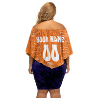 Personalized Netherlands Football Lion Off Shoulder Short Dress Oranje Pride Holland National Flag Graffiti Art