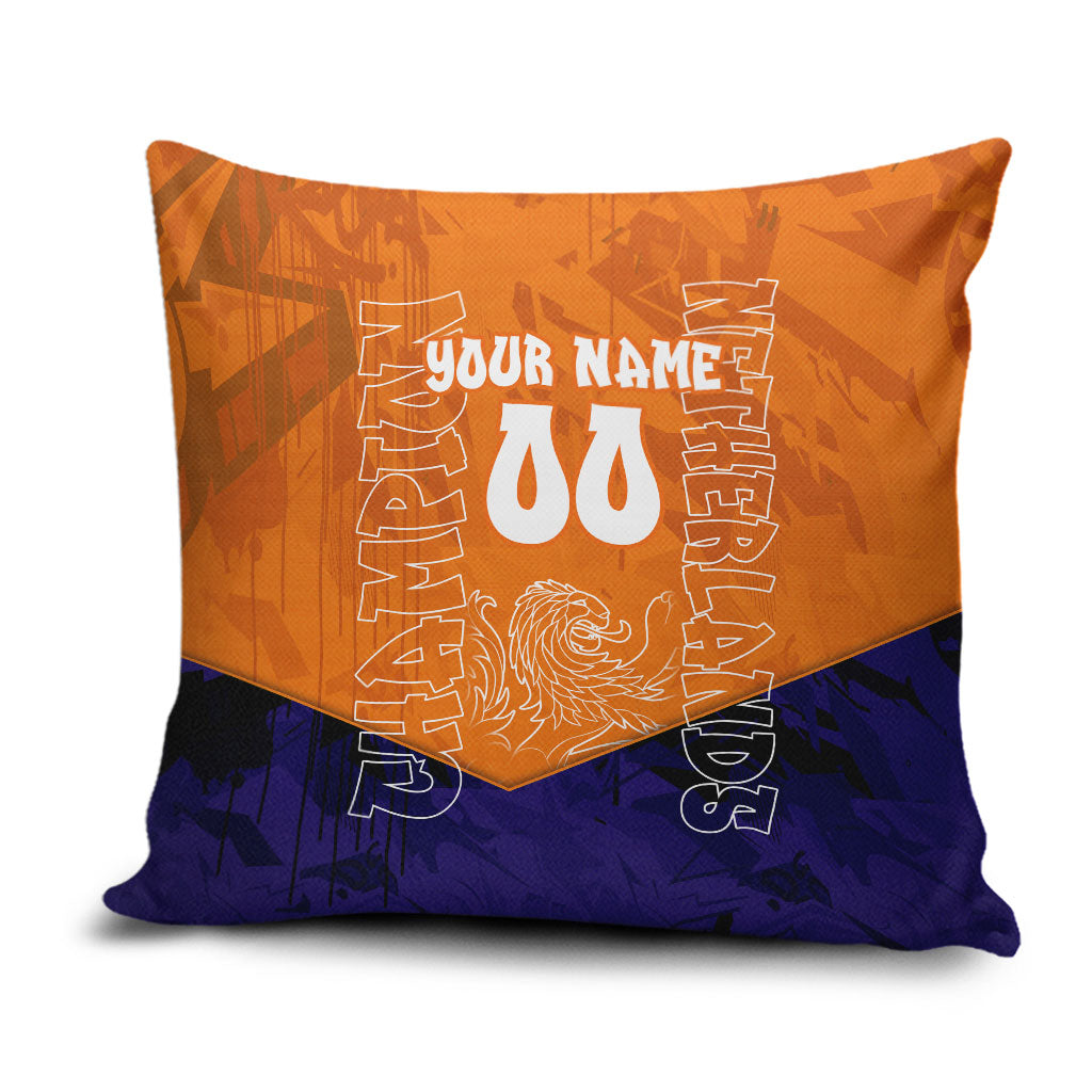 Personalized Netherlands Football Lion Pillow Cover Oranje Pride Holland National Flag Graffiti Art