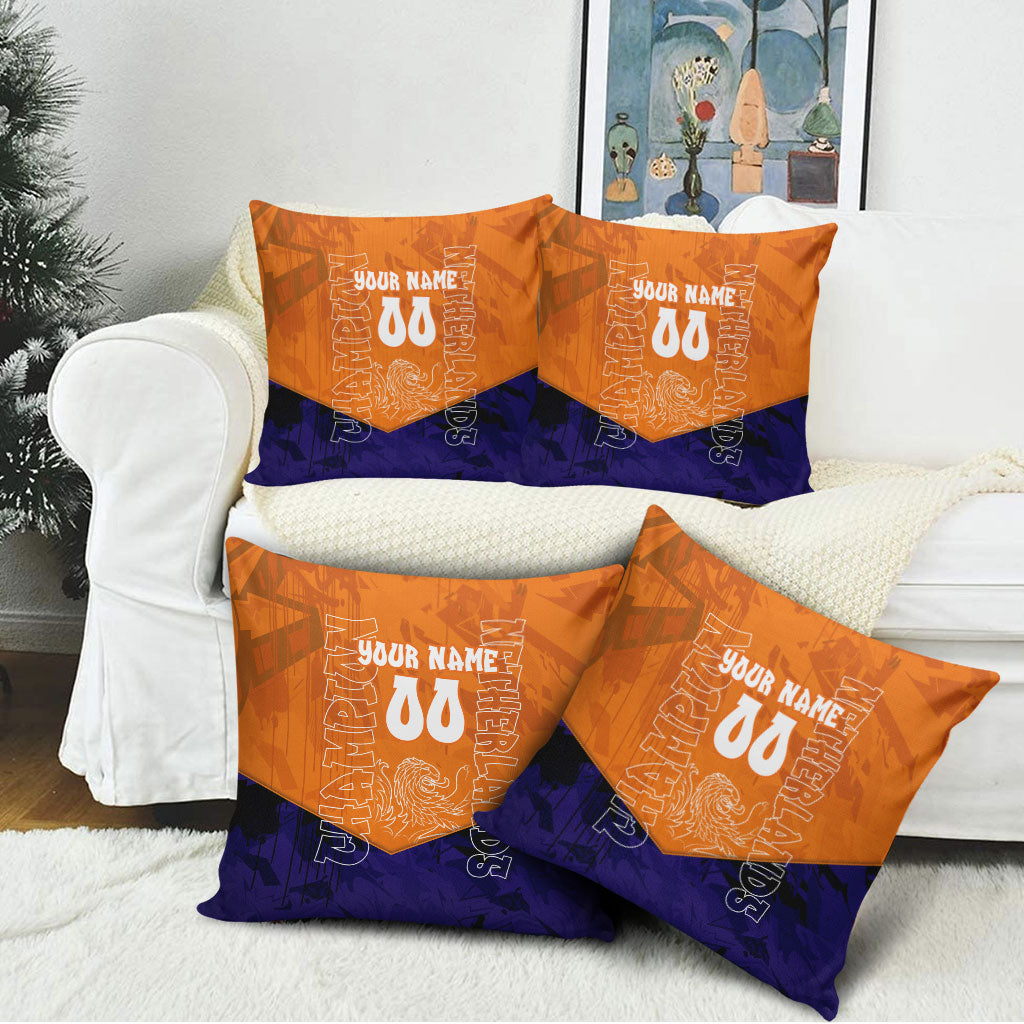 Personalized Netherlands Football Lion Pillow Cover Oranje Pride Holland National Flag Graffiti Art
