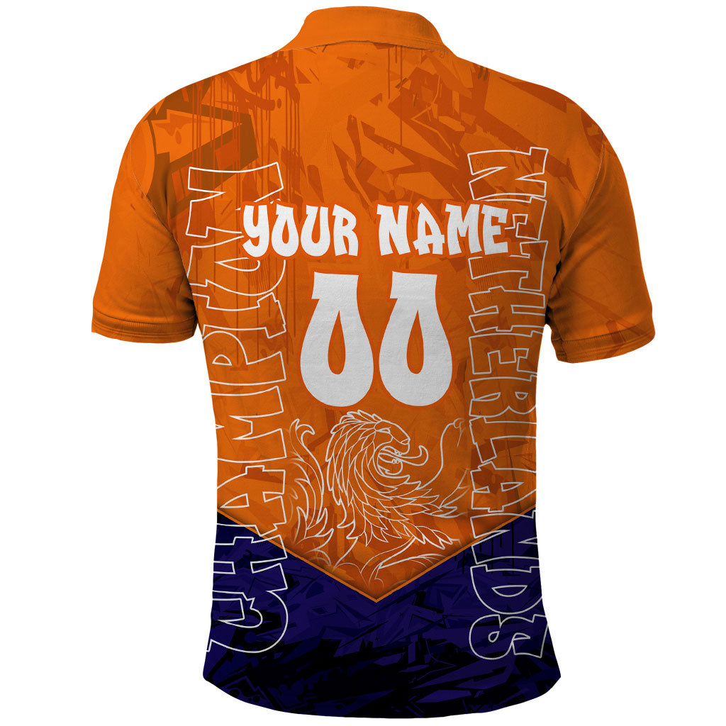Personalized Netherlands Football Lion Polo Shirt Oranje Pride Holland National Flag Graffiti Art