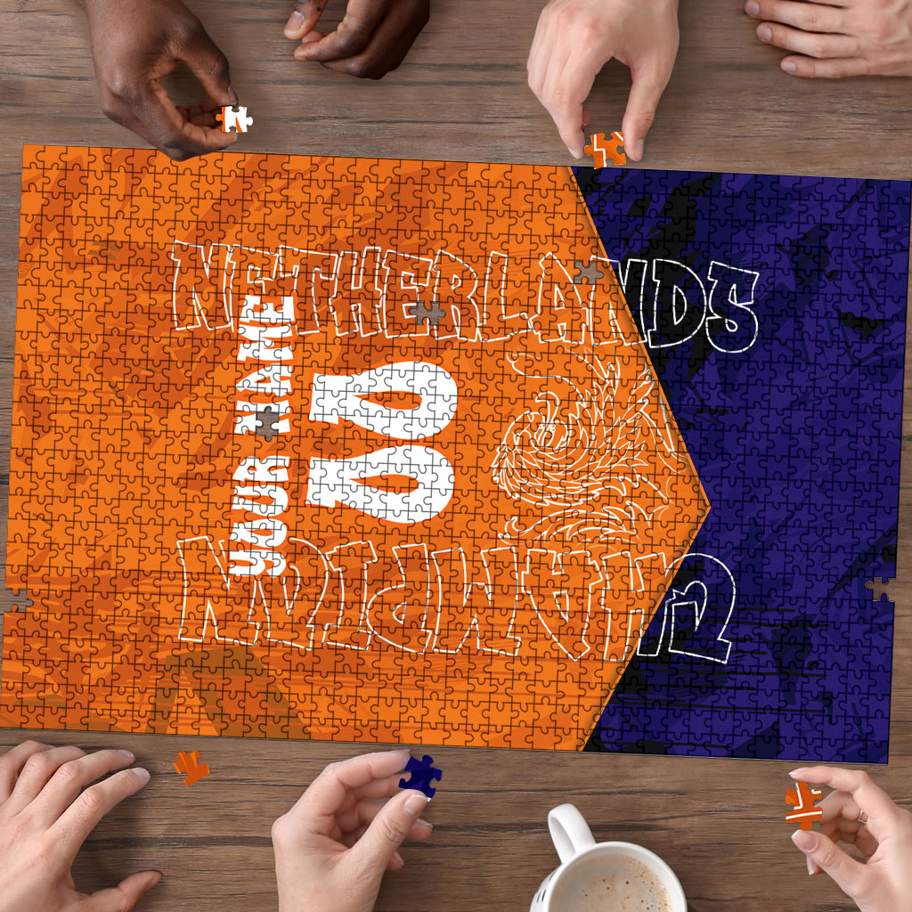 Personalized Netherlands Football Lion Puzzle Oranje Pride Holland National Flag Graffiti Art