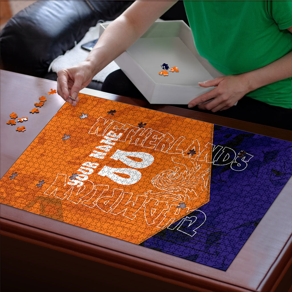 Personalized Netherlands Football Lion Puzzle Oranje Pride Holland National Flag Graffiti Art