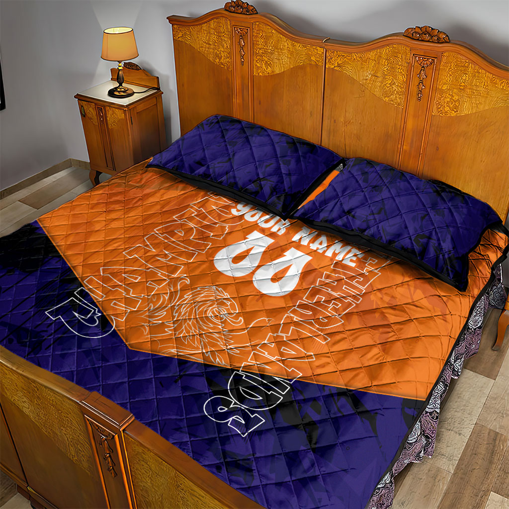 Personalized Netherlands Football Lion Quilt Bed Set Oranje Pride Holland National Flag Graffiti Art