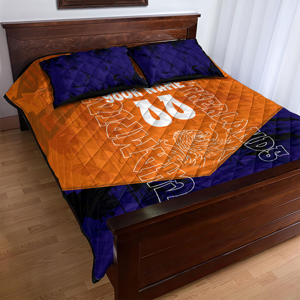 Personalized Netherlands Football Lion Quilt Bed Set Oranje Pride Holland National Flag Graffiti Art