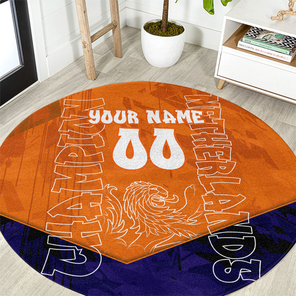 Personalized Netherlands Football Lion Round Carpet Oranje Pride Holland National Flag Graffiti Art