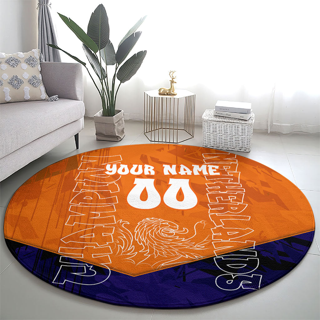 Personalized Netherlands Football Lion Round Carpet Oranje Pride Holland National Flag Graffiti Art