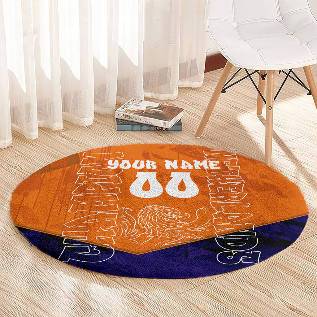 Personalized Netherlands Football Lion Round Carpet Oranje Pride Holland National Flag Graffiti Art