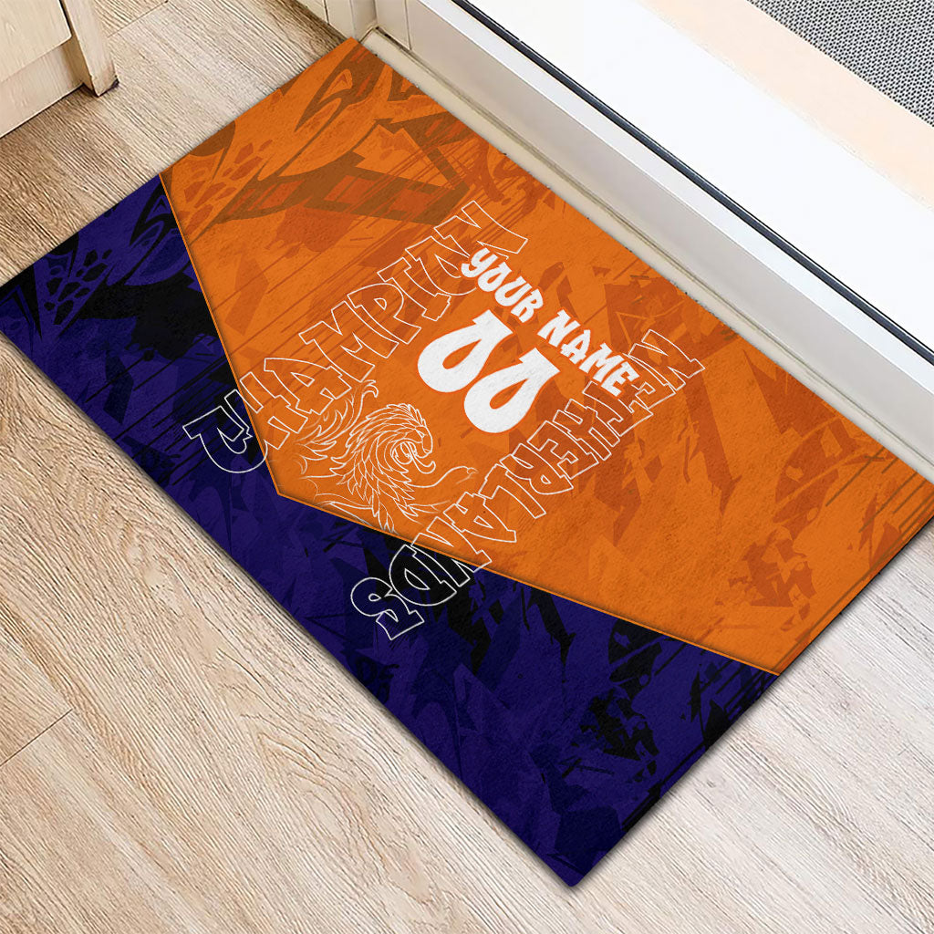 Personalized Netherlands Football Lion Rubber Doormat Oranje Pride Holland National Flag Graffiti Art