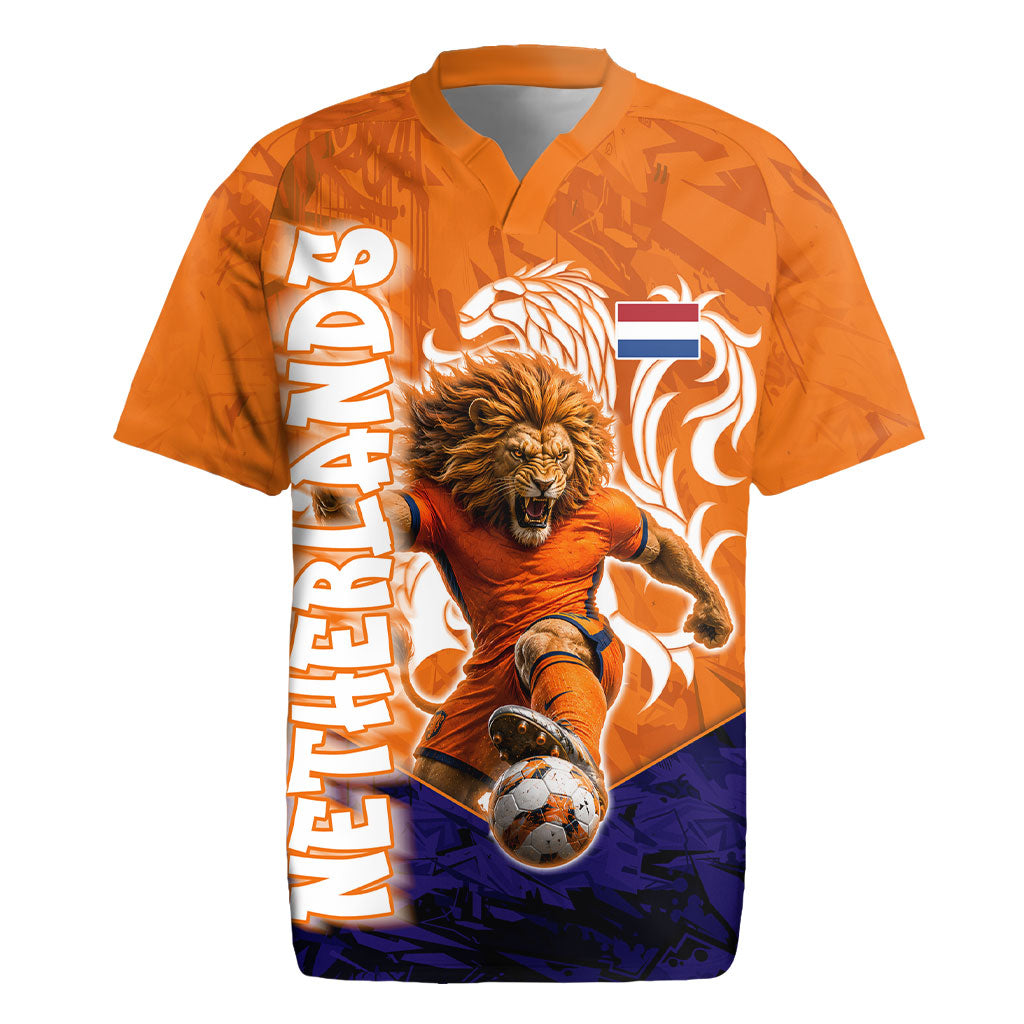 Personalized Netherlands Football Lion Rugby Jersey Oranje Pride Holland National Flag Graffiti Art