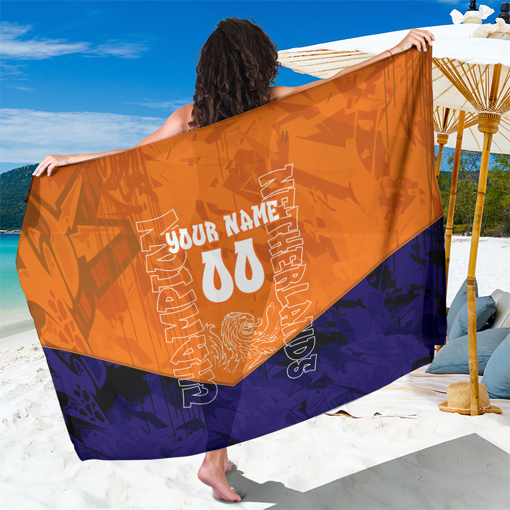 Personalized Netherlands Football Lion Sarong Oranje Pride Holland National Flag Graffiti Art