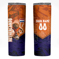 Personalized Netherlands Football Lion Skinny Tumbler Oranje Pride Holland National Flag Graffiti Art