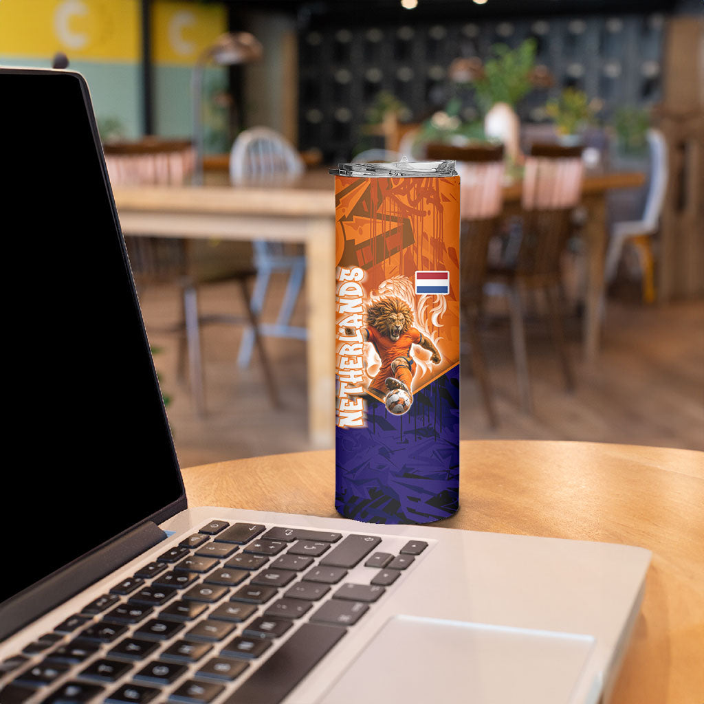 Personalized Netherlands Football Lion Skinny Tumbler Oranje Pride Holland National Flag Graffiti Art