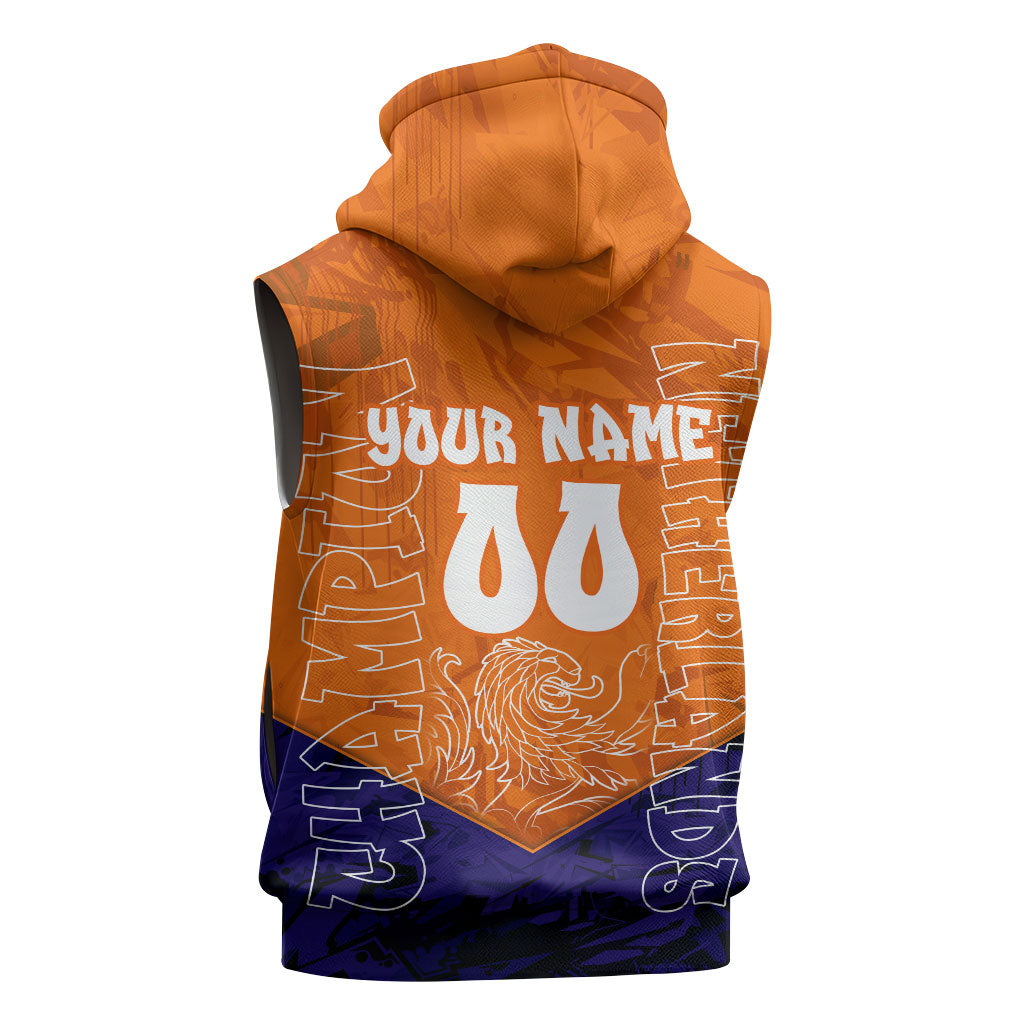 Personalized Netherlands Football Lion Sleeveless Hoodie Oranje Pride Holland National Flag Graffiti Art