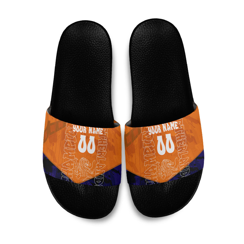 Personalized Netherlands Football Lion Slide Sandals Oranje Pride Holland National Flag Graffiti Art