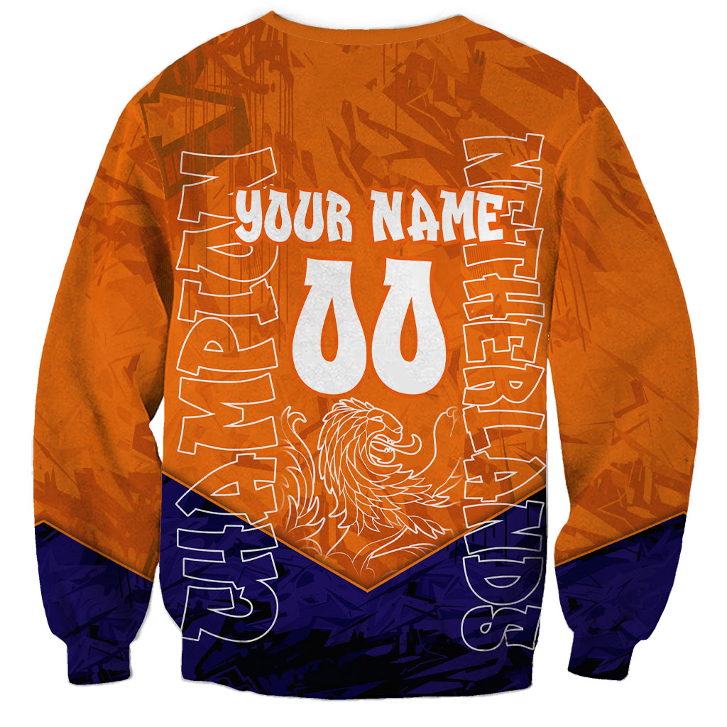 Personalized Netherlands Football Lion Sweatshirt Oranje Pride Holland National Flag Graffiti Art