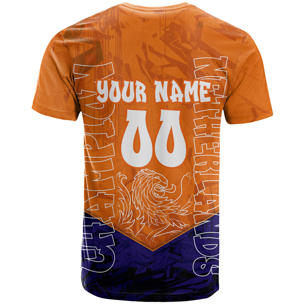 Personalized Netherlands Football Lion T Shirt Oranje Pride Holland National Flag Graffiti Art