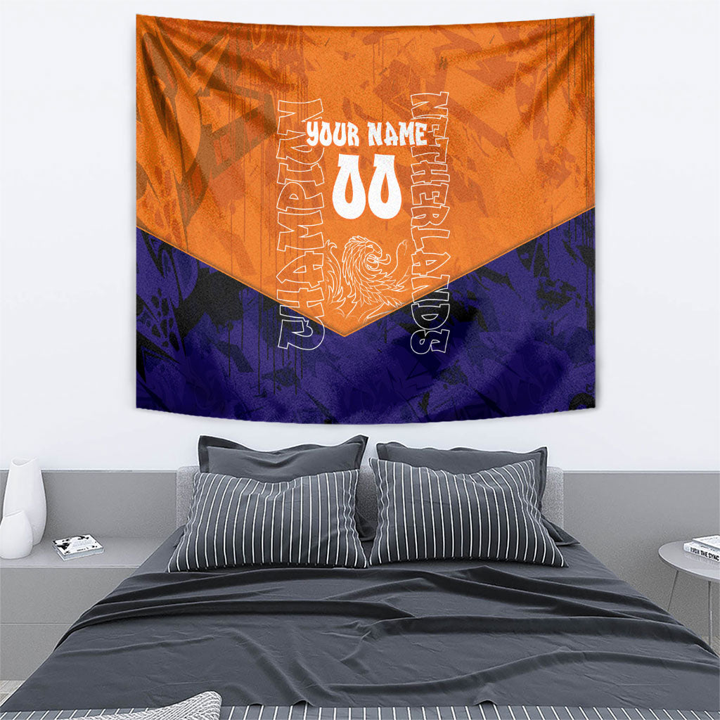 Personalized Netherlands Football Lion Tapestry Oranje Pride Holland National Flag Graffiti Art