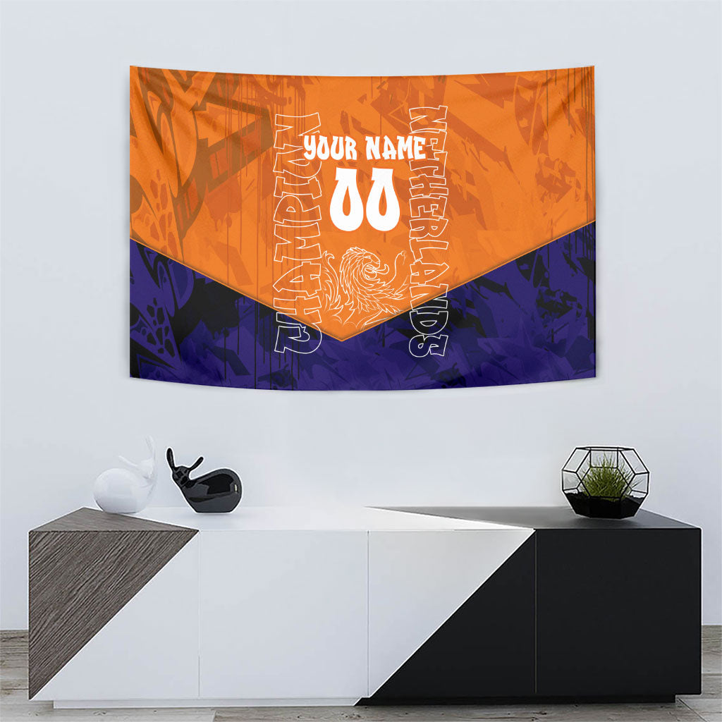Personalized Netherlands Football Lion Tapestry Oranje Pride Holland National Flag Graffiti Art