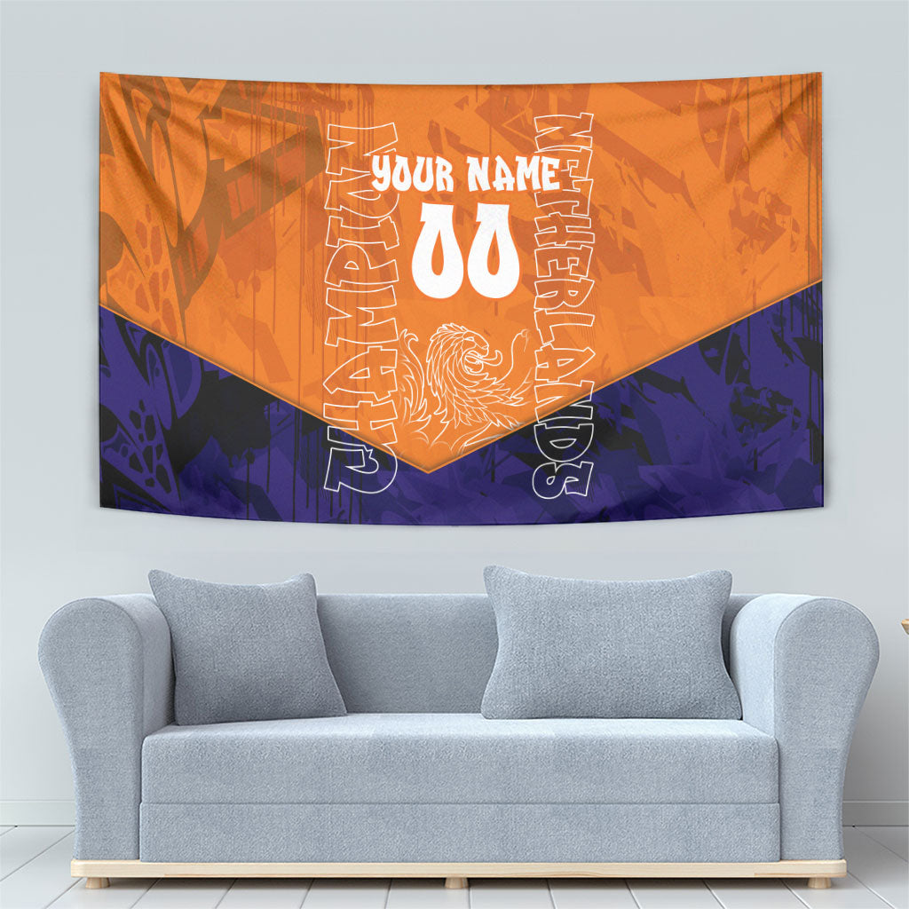 Personalized Netherlands Football Lion Tapestry Oranje Pride Holland National Flag Graffiti Art