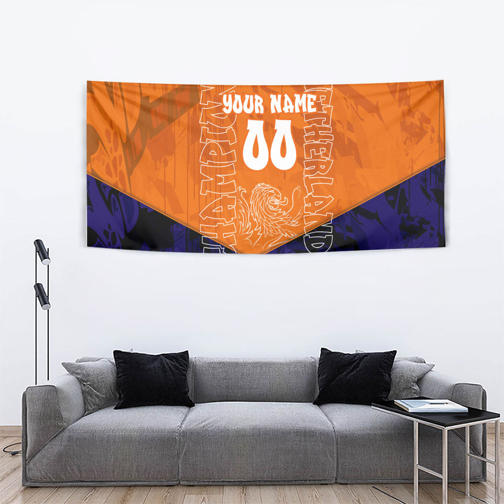 Personalized Netherlands Football Lion Tapestry Oranje Pride Holland National Flag Graffiti Art