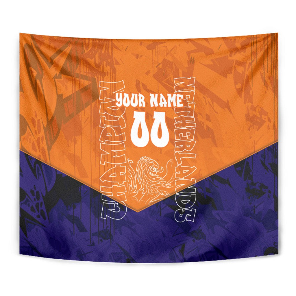 Personalized Netherlands Football Lion Tapestry Oranje Pride Holland National Flag Graffiti Art