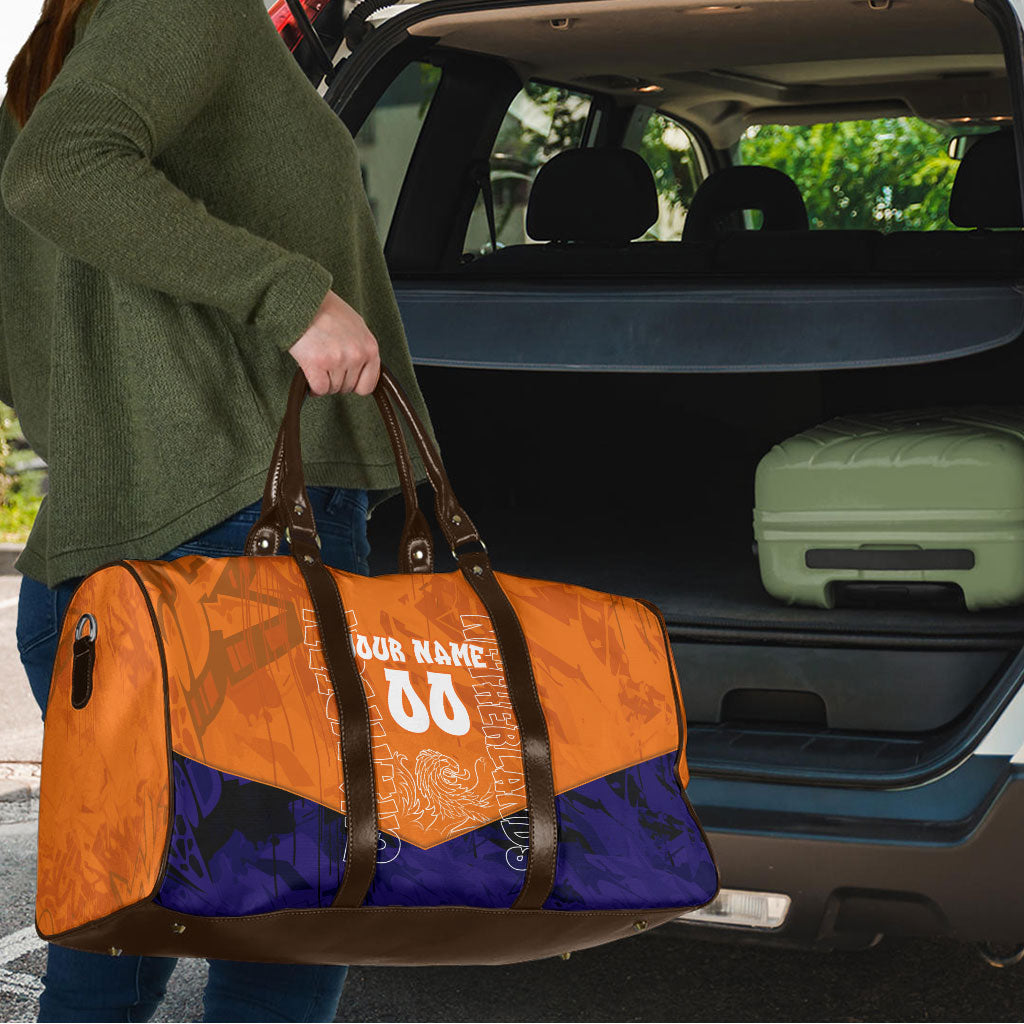 Personalized Netherlands Football Lion Travel Bag Oranje Pride Holland National Flag Graffiti Art