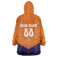 Personalized Netherlands Football Lion Wearable Blanket Hoodie Oranje Pride Holland National Flag Graffiti Art