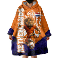 Personalized Netherlands Football Lion Wearable Blanket Hoodie Oranje Pride Holland National Flag Graffiti Art