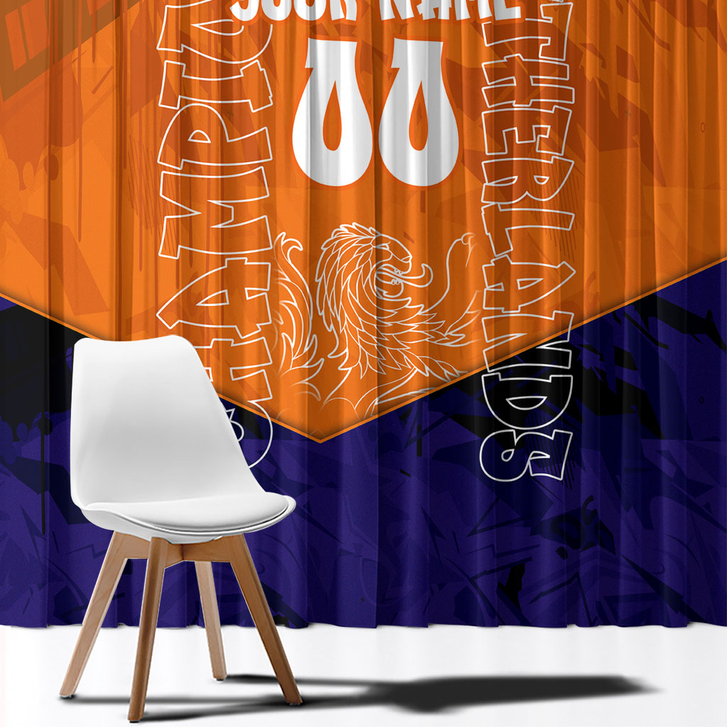 Personalized Netherlands Football Lion Window Curtain Oranje Pride Holland National Flag Graffiti Art