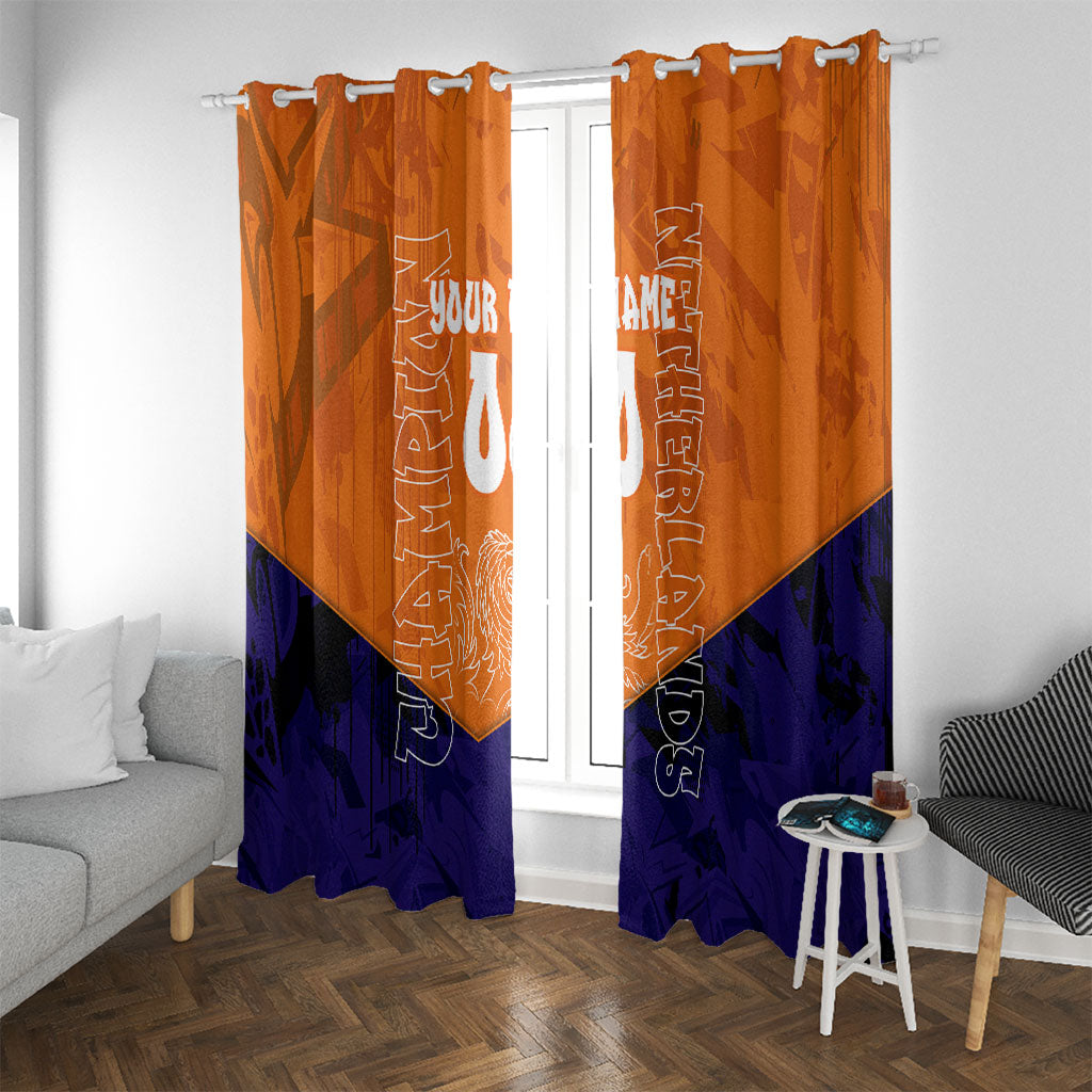 Personalized Netherlands Football Lion Window Curtain Oranje Pride Holland National Flag Graffiti Art