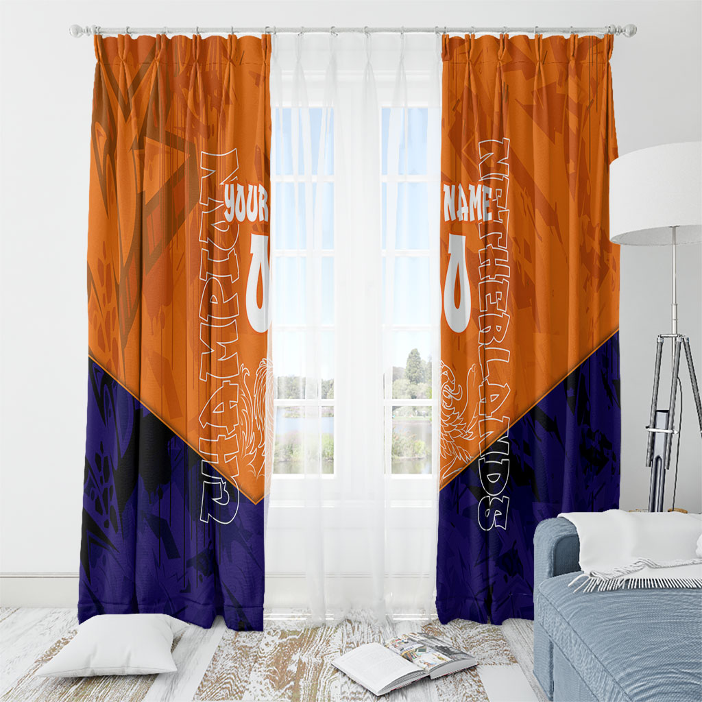 Personalized Netherlands Football Lion Window Curtain Oranje Pride Holland National Flag Graffiti Art