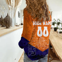 Personalized Netherlands Football Lion Women Casual Shirt Oranje Pride Holland National Flag Graffiti Art
