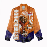 Personalized Netherlands Football Lion Women Casual Shirt Oranje Pride Holland National Flag Graffiti Art