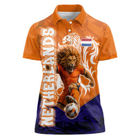 Personalized Netherlands Football Lion Women Polo Shirt Oranje Pride Holland National Flag Graffiti Art