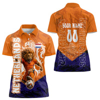 Personalized Netherlands Football Lion Women Polo Shirt Oranje Pride Holland National Flag Graffiti Art