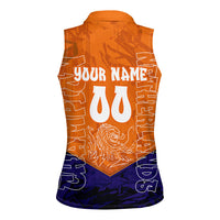 Personalized Netherlands Football Lion Women Sleeveless Polo Shirt Oranje Pride Holland National Flag Graffiti Art