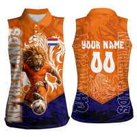 Personalized Netherlands Football Lion Women Sleeveless Polo Shirt Oranje Pride Holland National Flag Graffiti Art