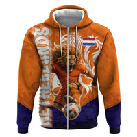 Personalized Netherlands Football Lion Zip Hoodie Oranje Pride Holland National Flag Graffiti Art