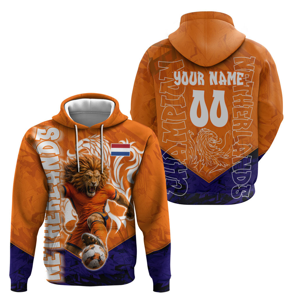Personalized Netherlands Football Lion Zip Hoodie Oranje Pride Holland National Flag Graffiti Art