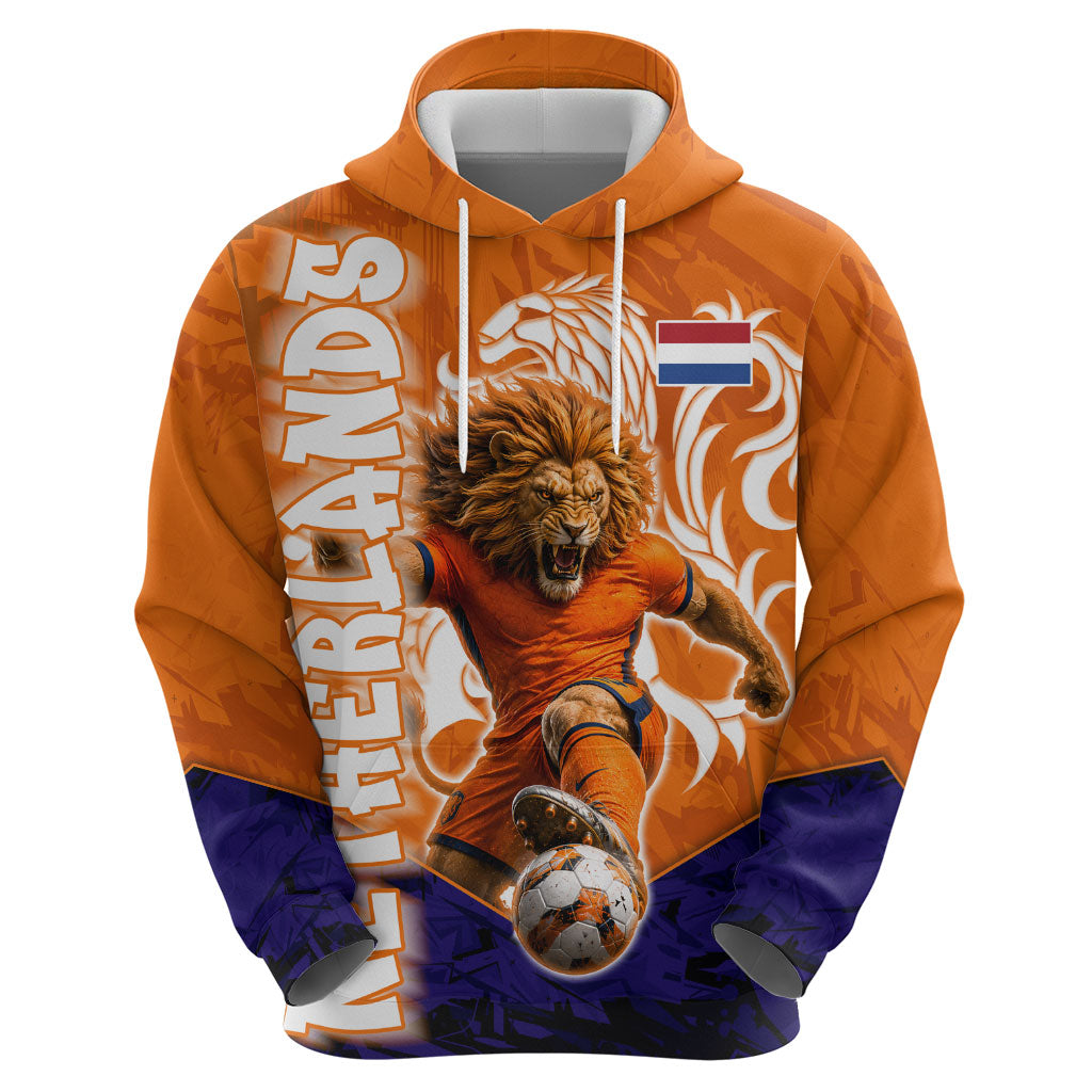 Personalized Netherlands Football Lion Zip Hoodie Oranje Pride Holland National Flag Graffiti Art