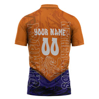Personalized Netherlands Football Lion Zipper Polo Shirt Oranje Pride Holland National Flag Graffiti Art