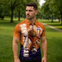 Personalized Netherlands Football Lion Zipper Polo Shirt Oranje Pride Holland National Flag Graffiti Art