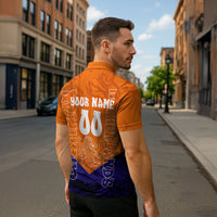 Personalized Netherlands Football Lion Zipper Polo Shirt Oranje Pride Holland National Flag Graffiti Art