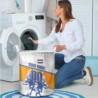 Personalized Netherlands Football Laundry Basket Dutch Lion Heritage Mascot Flame Swirl